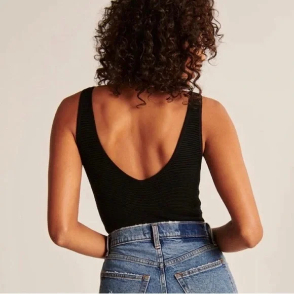 A&F Black Ribbed Bodysuit - Picture 2 of 4